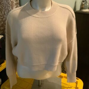 Free People Soft Beige Crew Neck Sweater
